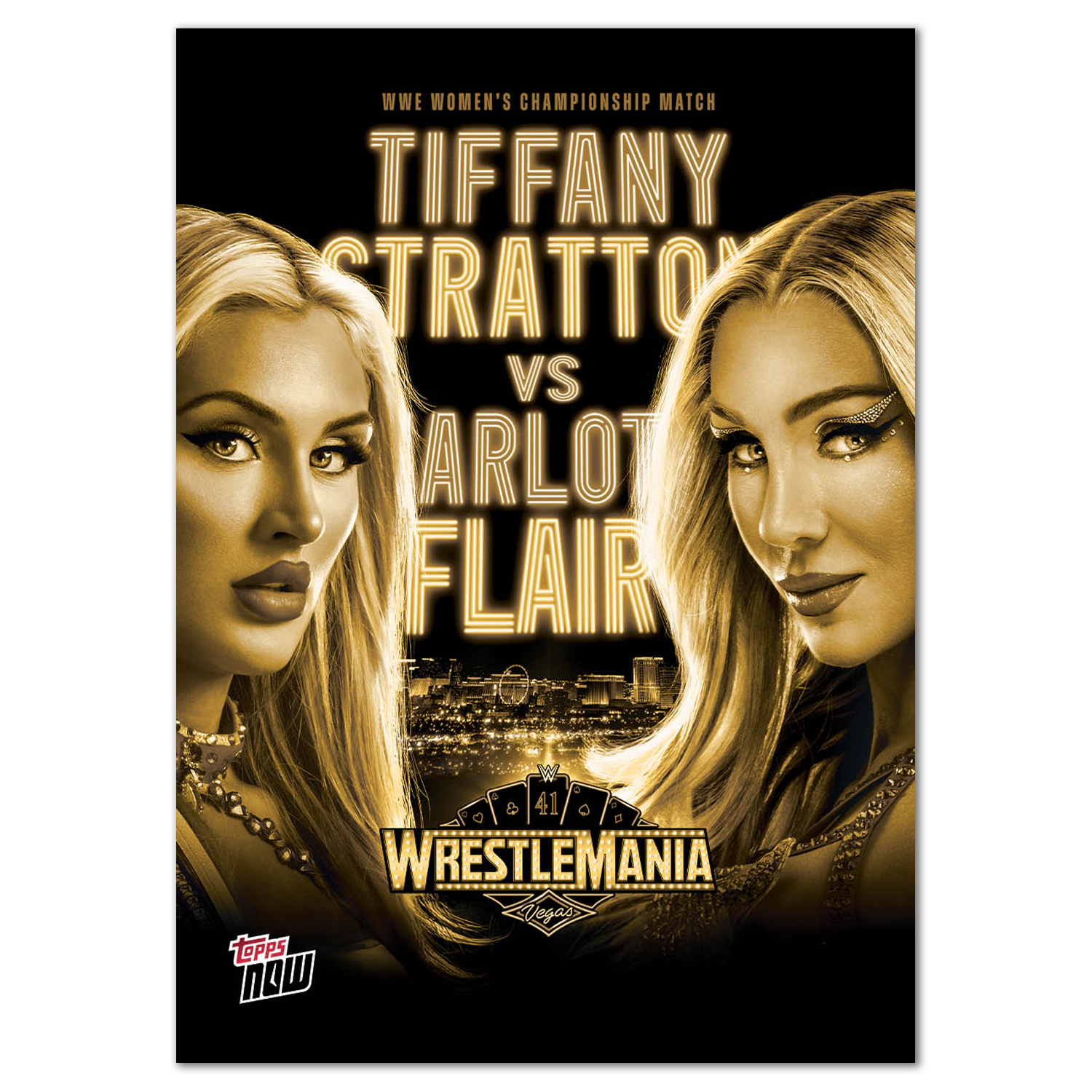 Alternative view of Tiffany Stratton/Charlotte Flair - 2025 WWE Topps NOW - Card WM3 - PR: 2127