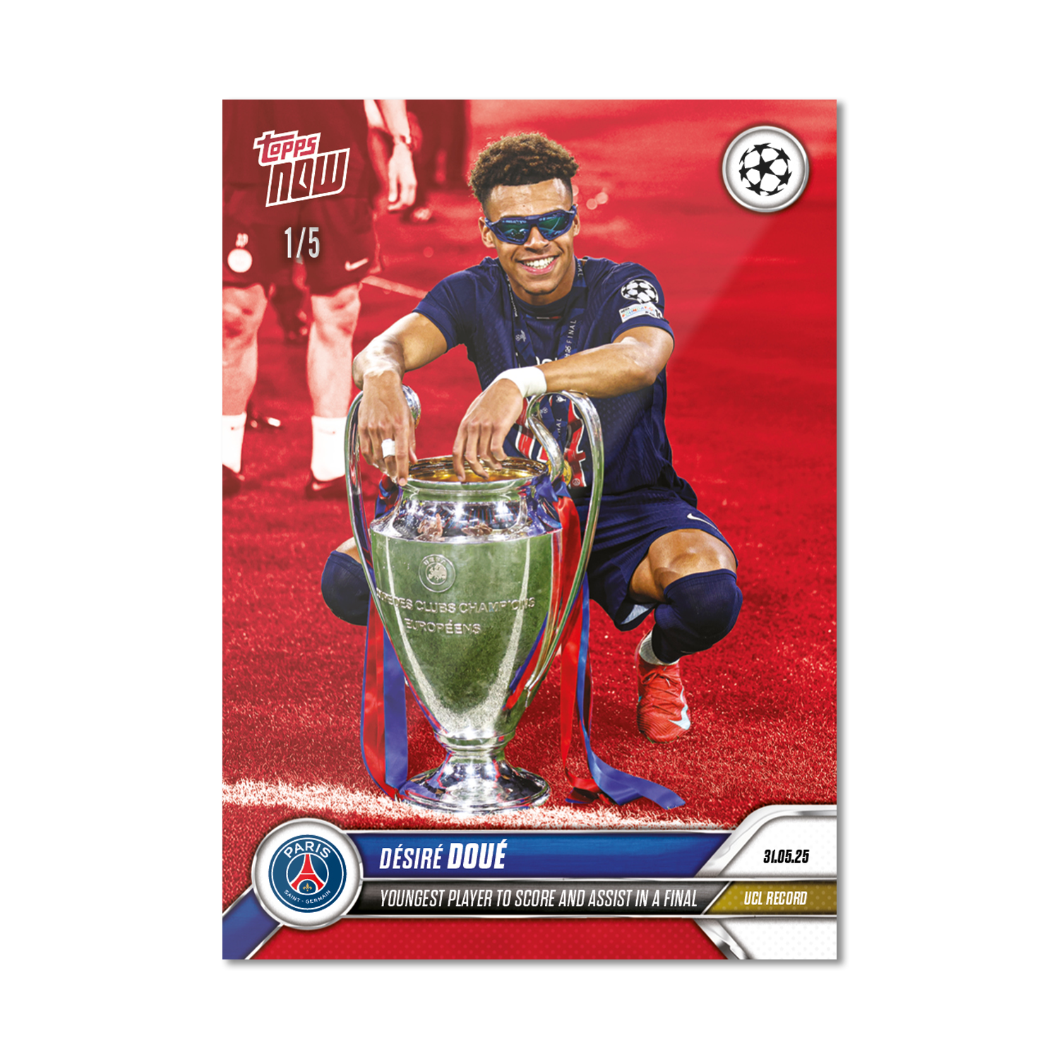 Désiré Doué - 2024-25 UCL Topps NOW - Card 162 - LOOK FOR AUTO-RELIC - PR: 5843 - Image 5