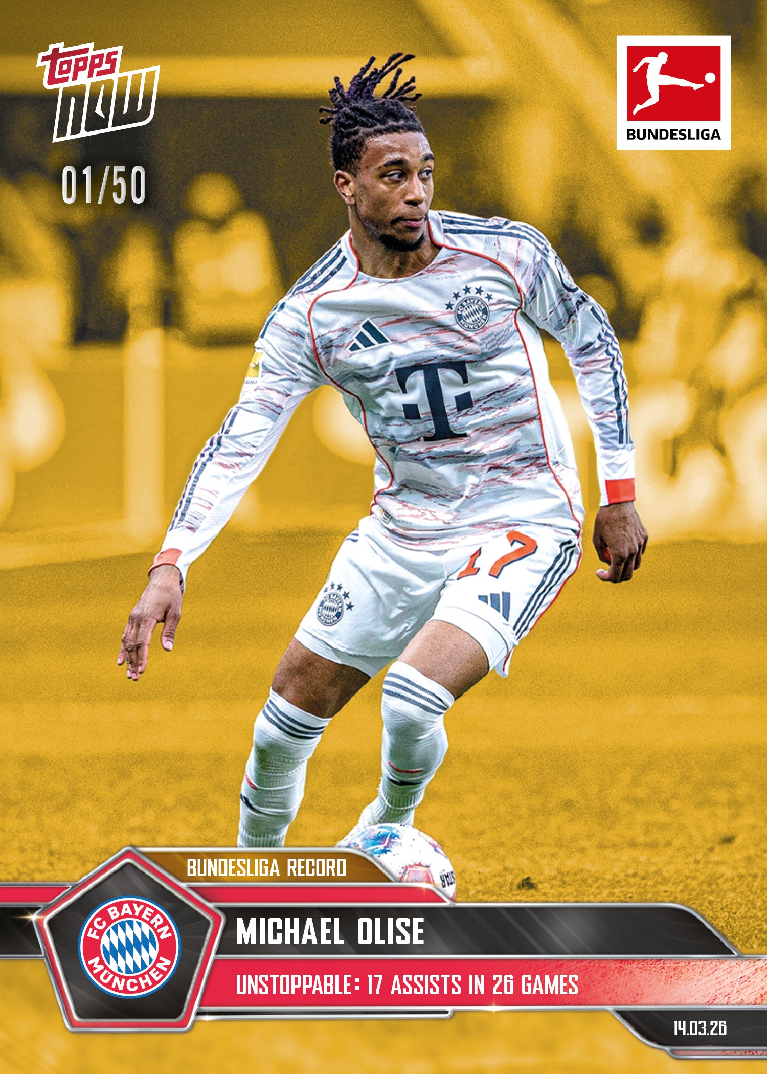 Michael Olise - 2025-26 Bundesliga Topps NOW - Card 147 - PR:740 - Image 6