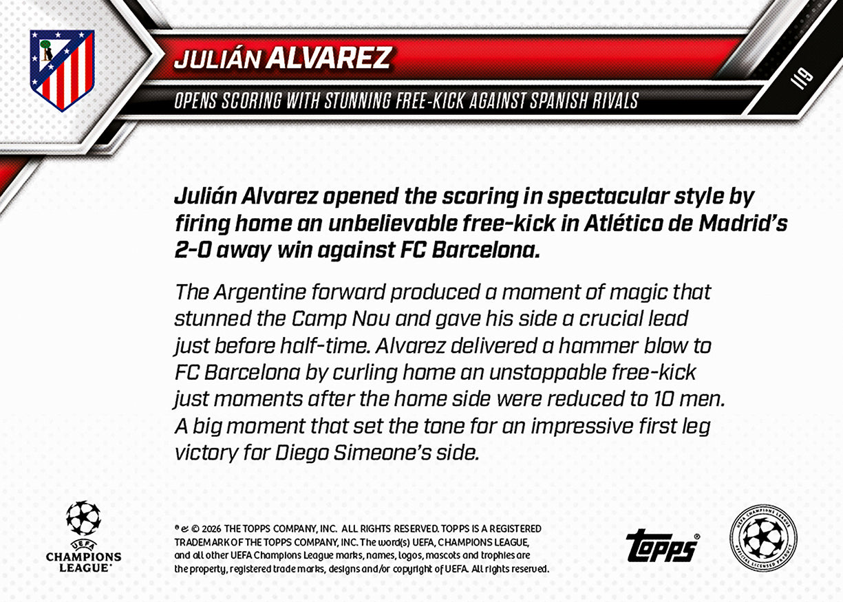 Julián Alvarez - 2025-26 UCL Topps NOW - Card 119 - PR: 720 - Image 6