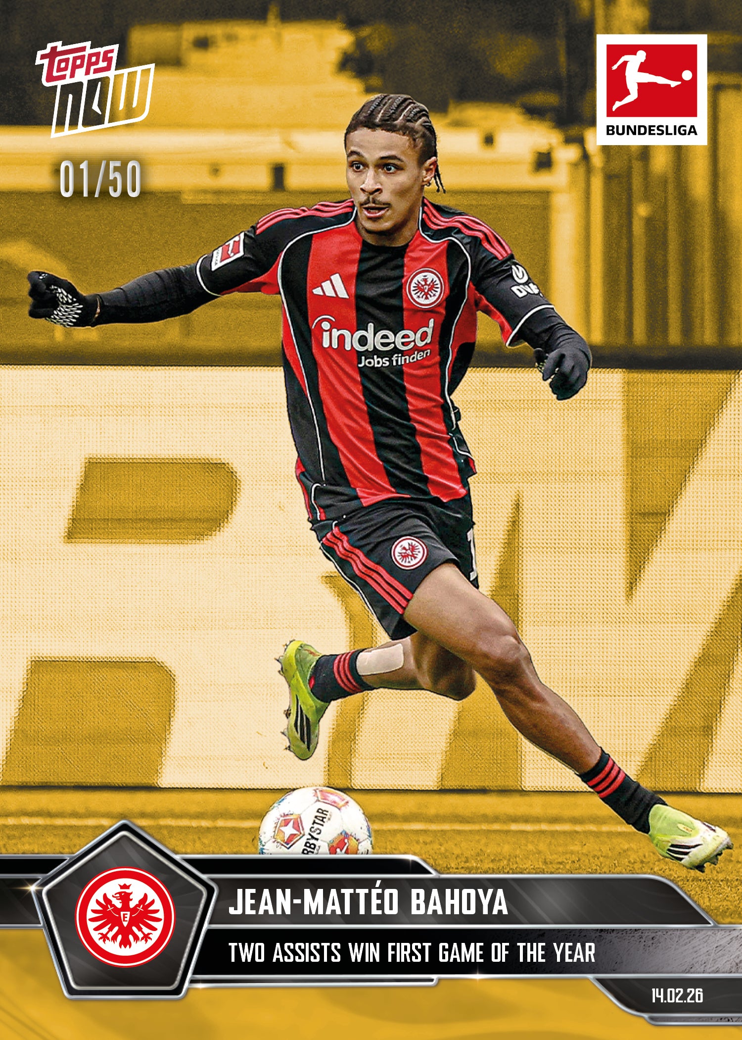 Jean-Mattéo Bahoya - 2025-26 Bundesliga Topps NOW - Card 123 - PR: 252 - Image 6