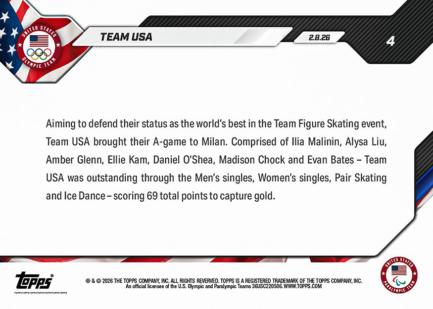 Team USA - 2026 Olympics Topps NOW - Card 4 - PR: 1295 - Image 2