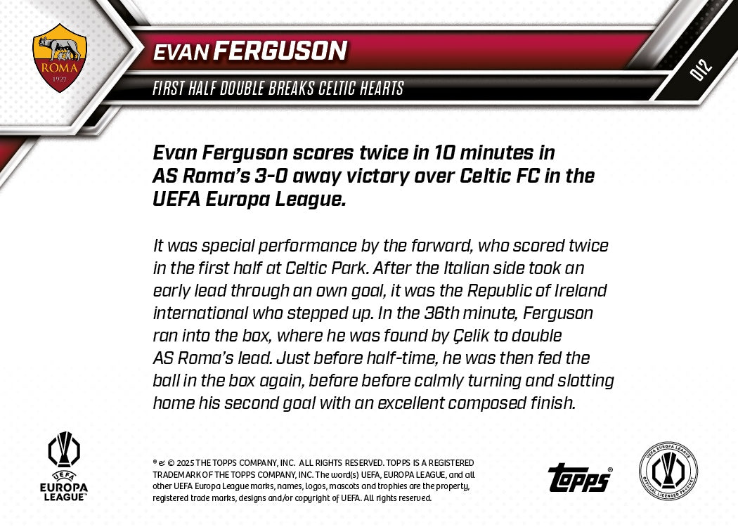 Evan Ferguson - 2025-26 UEL Topps NOW - Card 12 - PR: 128 - Image 7