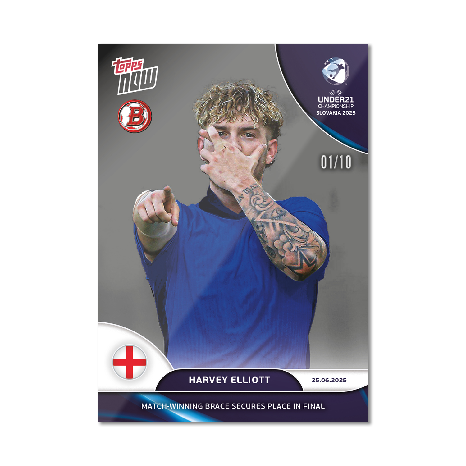 Harvey Elliott - 2025 UEFA Euro U-21 Topps NOW - Card 10 - PR: 186 - Image 4