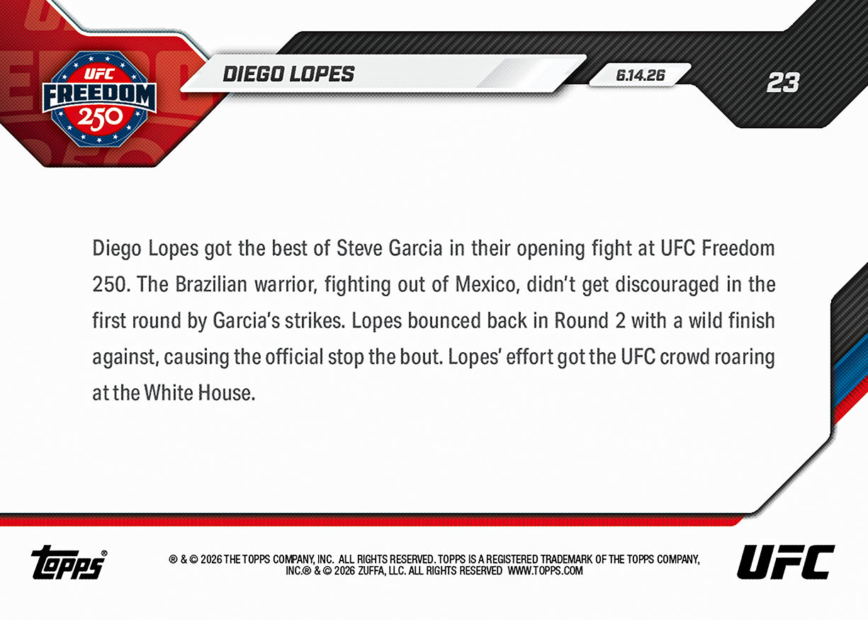 Diego Lopes - 2026 UFC Topps NOW - Card 23 - PR: 5908 - Image 4