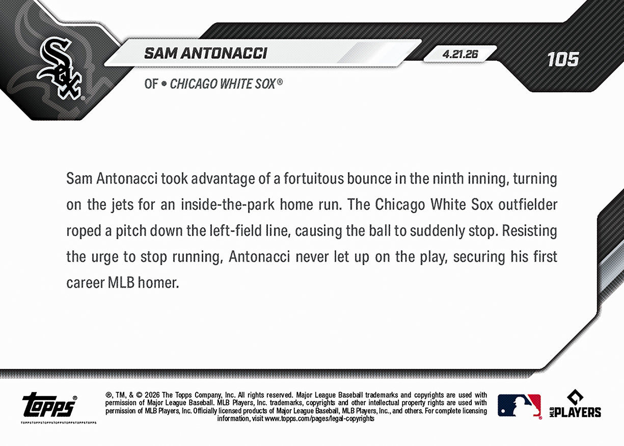 Sam Antonacci - 2026 MLB Topps NOW - Card 105 - PR: 1025 - Image 2