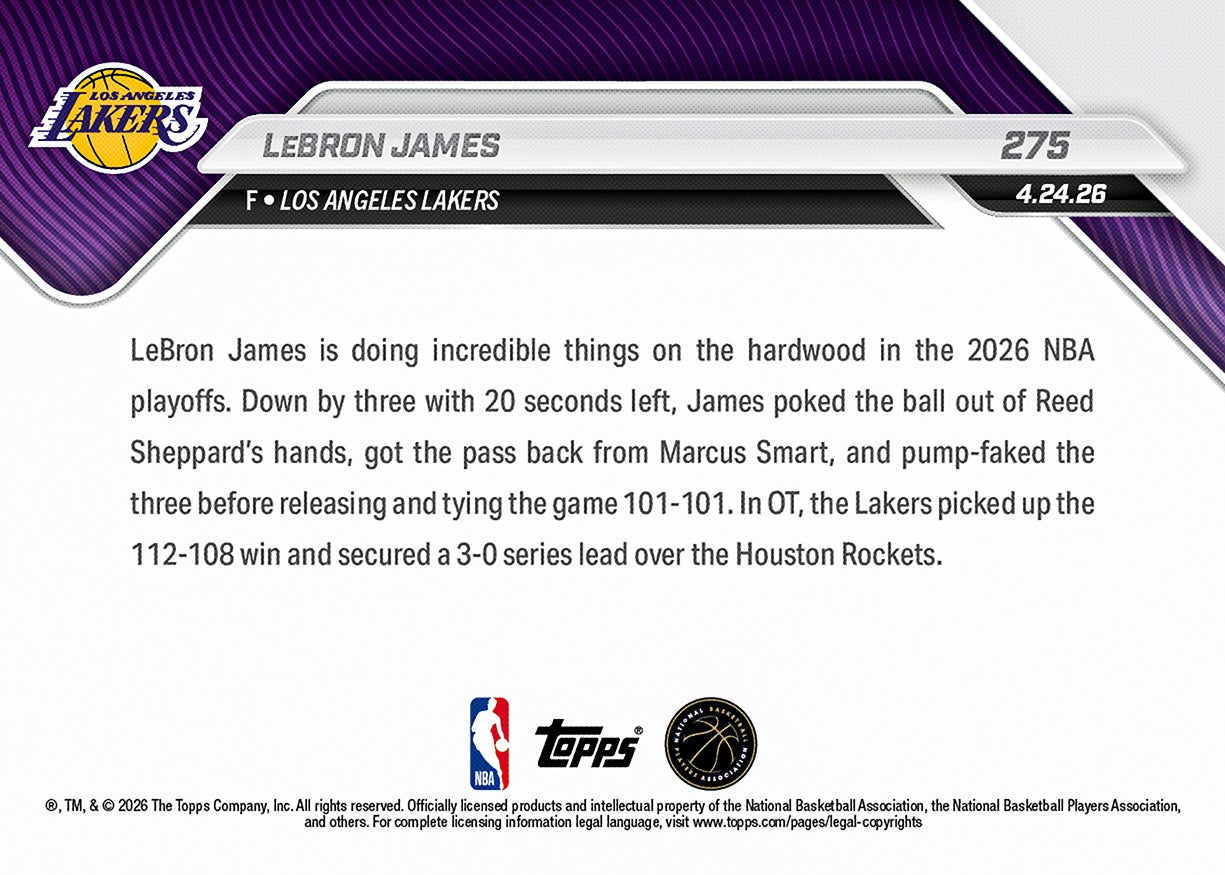 LeBron James - 2025-26 NBA Topps NOW - Card 275 - PR: 4081 - Image 2