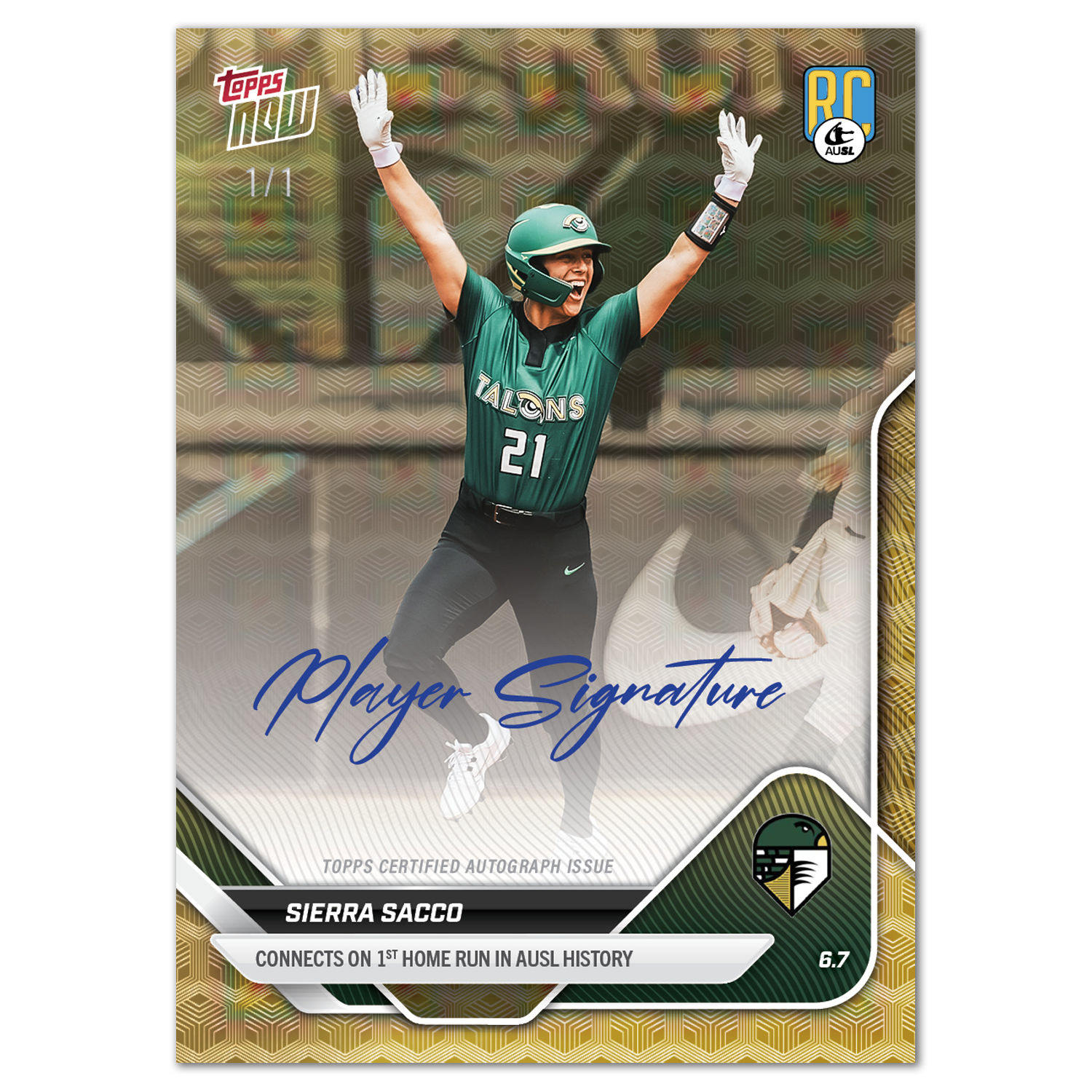 Alternative view of Sierra Sacco - 2025 AUSL Topps NOW - Card 2 - LOOK FOR AUTOS - PR: 1815