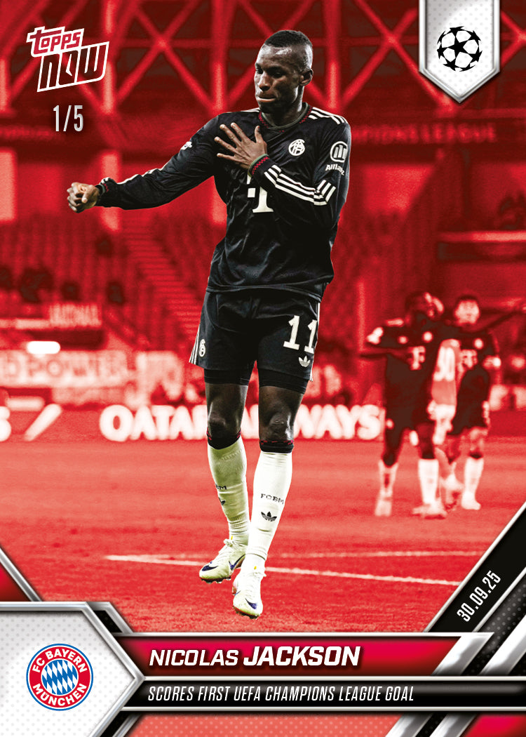 Nicolas Jackson - 2025-26 UCL Topps NOW - Card 27 - PR: 187 - Image 3