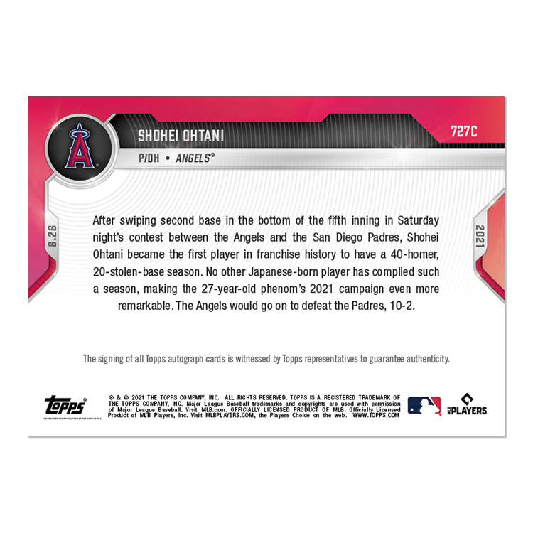 On-Card Auto # to 25 - Shohei Ohtani - 2021 MLB TOPPS NOW Card 727C - Image 2
