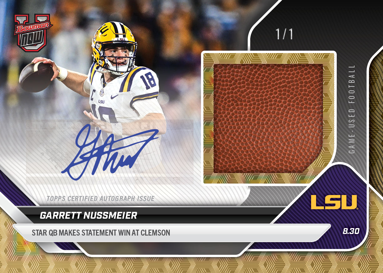 Garrett Nussmeier - 2025-26 Bowman U NOW Football - Card 3 - LOOK FOR RELICS & AUTO-RELIC - PR: 3021 - Image 2