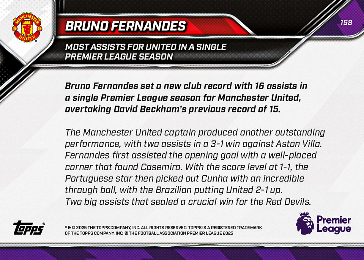 Bruno Fernandes - 2025-26 Premier League Topps NOW - Card 158 - PR:3021 - Image 8