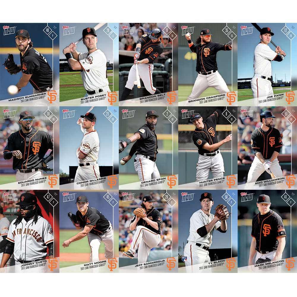 2017 San Francisco Giants TOPPS NOW Road To Opening Day 15-Card Team Set - Print Run: 48 Sets