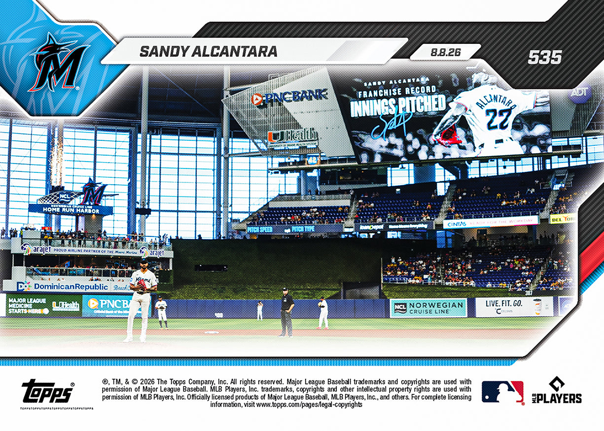 Sandy Alcantara - 2026 MLB Topps NOW - Card 535 - PR: 553 - Image 2
