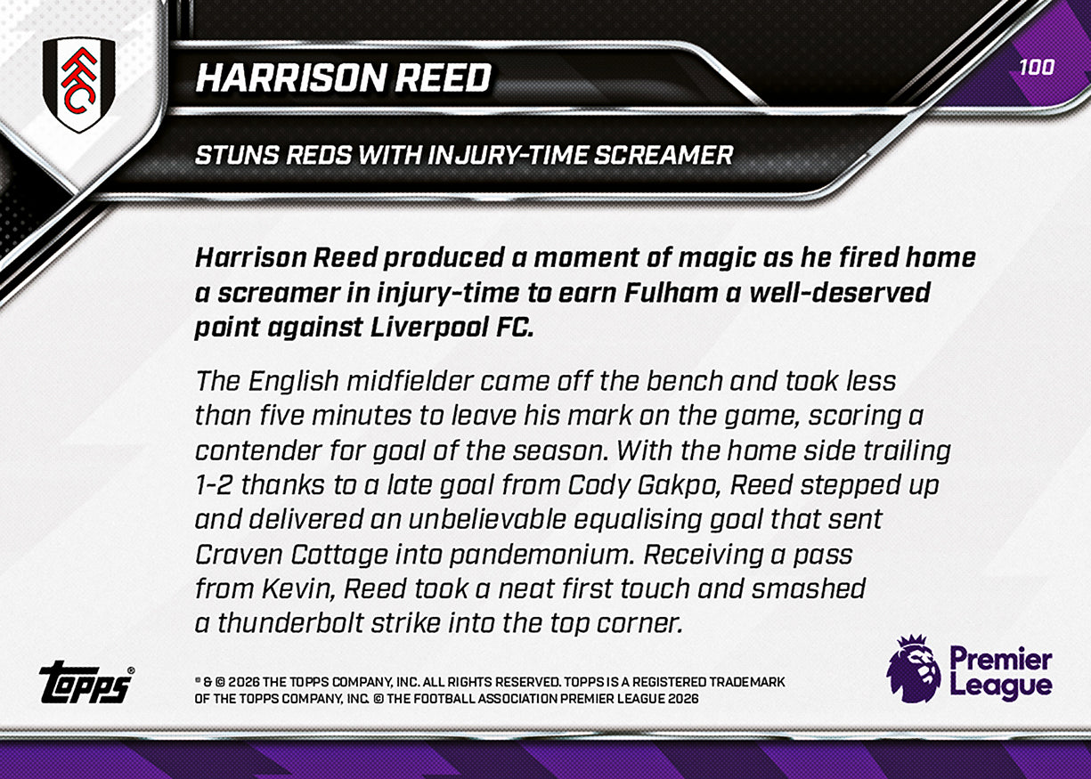 Harrison Reed - 2025-26 Premier League Topps NOW - Card 100 - PR: 231 - Image 7