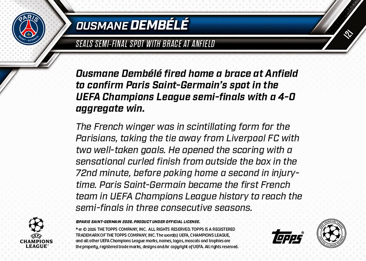 Ousmane Dembélé - 2025-26 UCL Topps NOW - Card 121 - PR: 538 - Image 7
