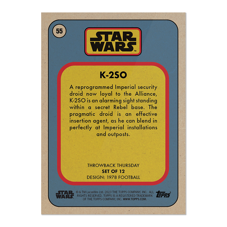 2023 Throwback Thursday Star Wars Edition Set #19 - 1978 Football - PR: 1037 - Image 3