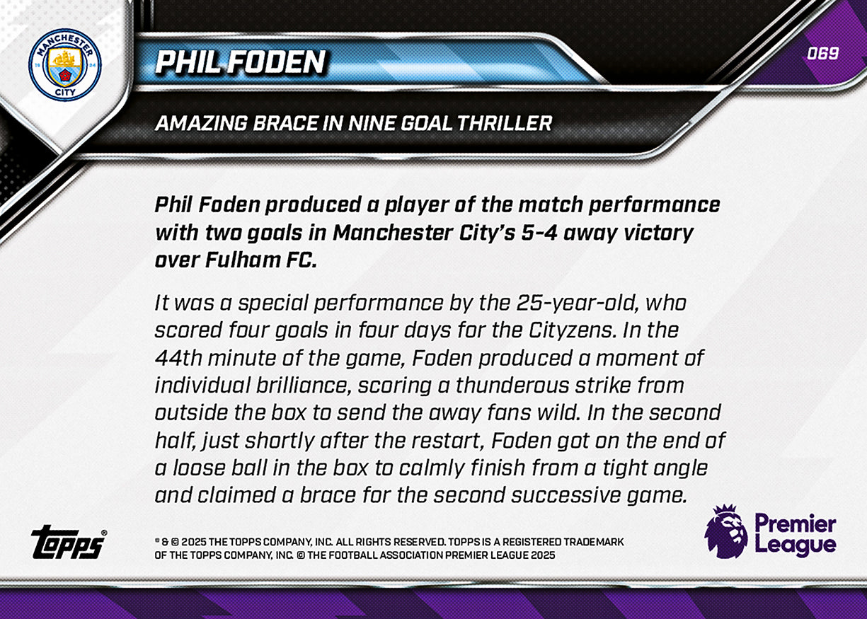 Phil Foden - 2025-26 Premier League Topps NOW - Card 69 - PR: 465 - Image 7
