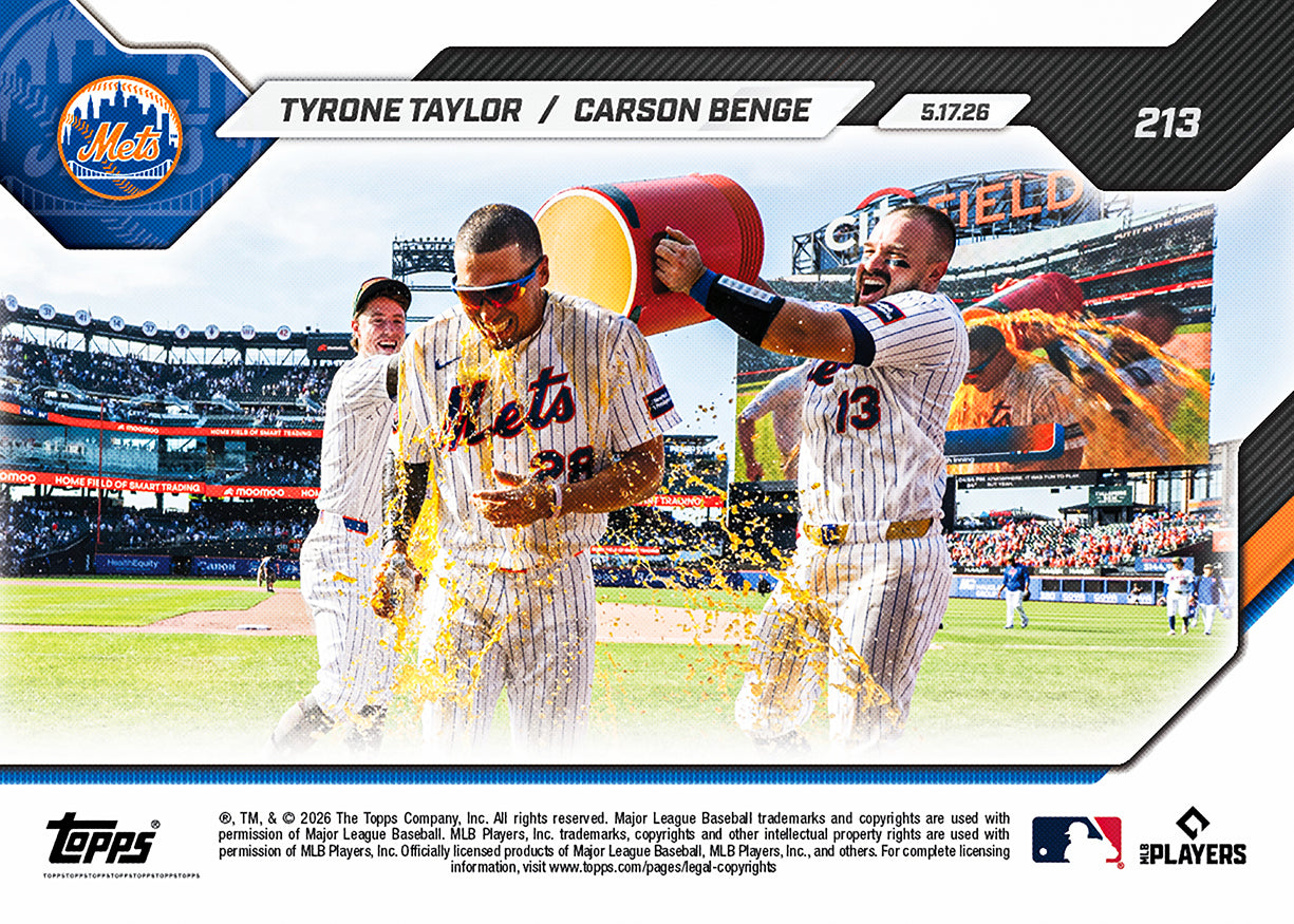 Alternative view of Tyrone Taylor / Carson Benge - 2026 MLB Topps NOW - Card 213 - PR: 966