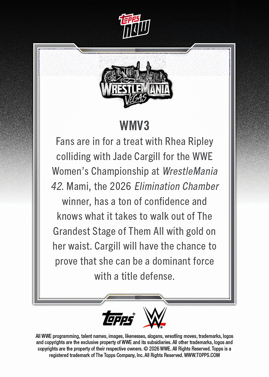 Jade Cargill / Rhea Ripley - 2026 WWE Topps NOW - Card WMV3 - PR: 1812 - Image 3