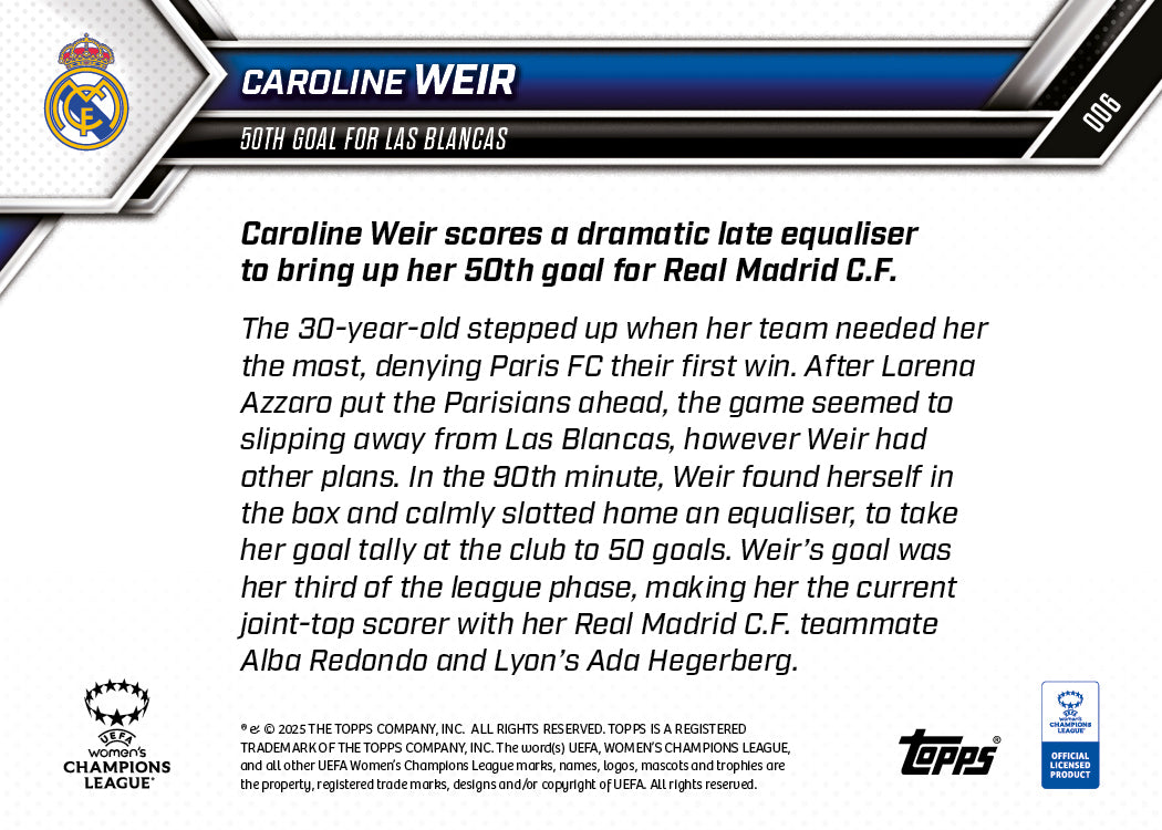 Caroline Weir - 2025-26 UWCL Topps NOW - Card 6 - PR: 217 - Image 7