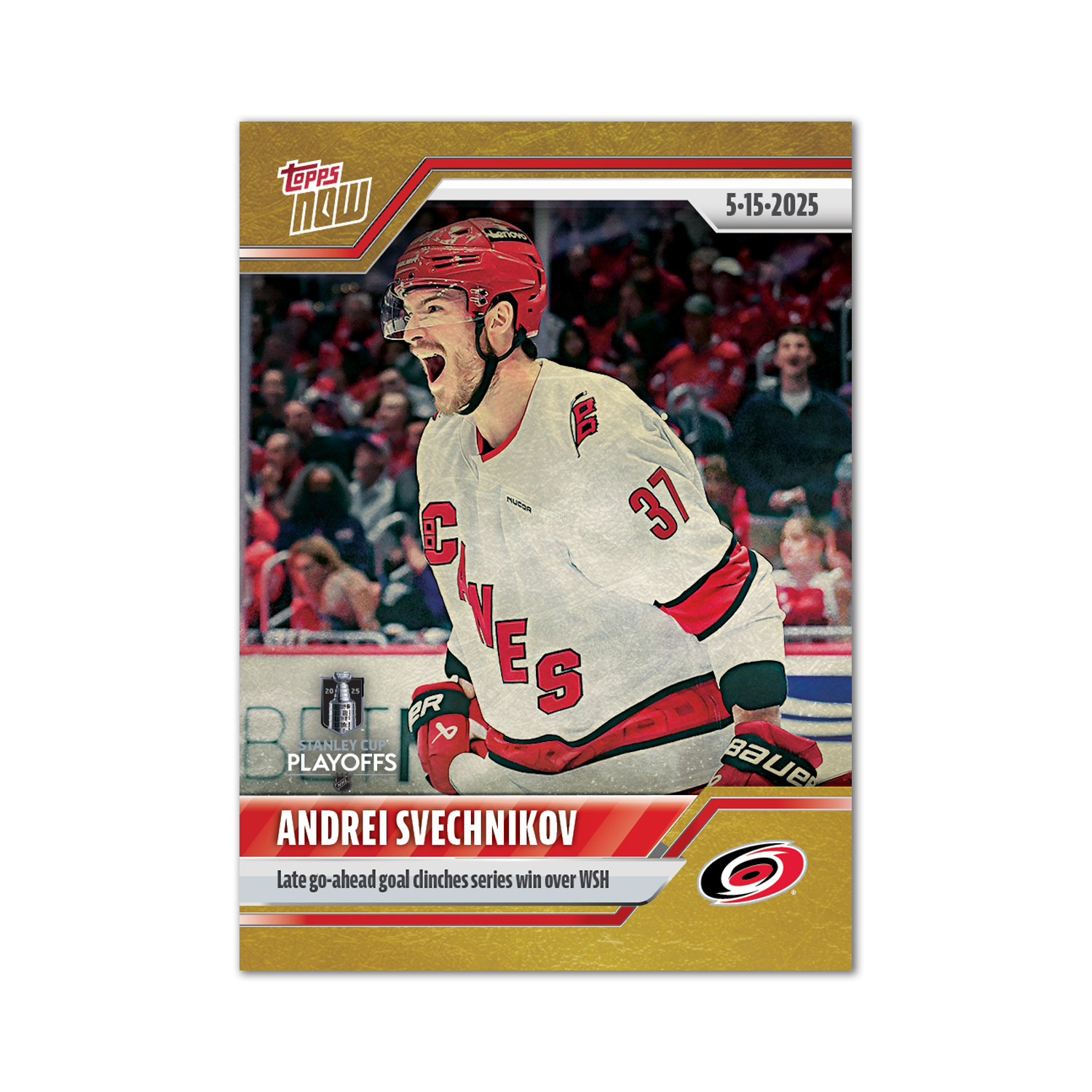 Alternative view of Andrei Svechnikov - 2024-25 NHL Topps NOW - Sticker # 185 Pack - PR: 170