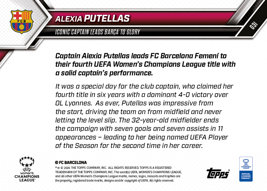 Alexia Putellas - 2025-26 UWCL Topps NOW - Card 31 - PR: 2694 - Image 9