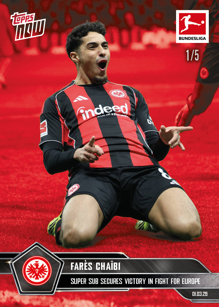 Farès Chaïbi - 2025-26 Bundesliga Topps NOW - Card 139 - PR: 209 - Image 3