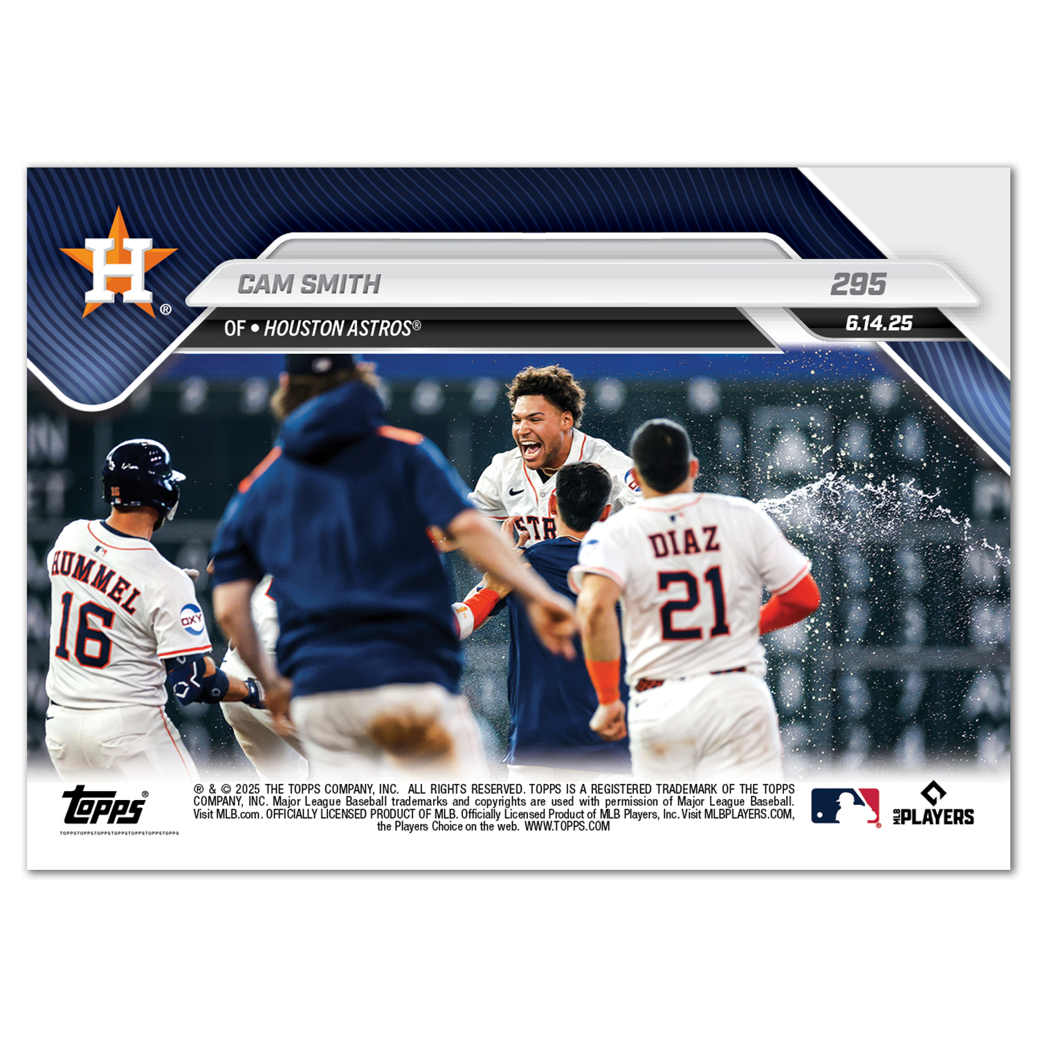 Cam Smith - 2025 MLB Topps NOW - Card 295 - PR: 1231 - Image 2