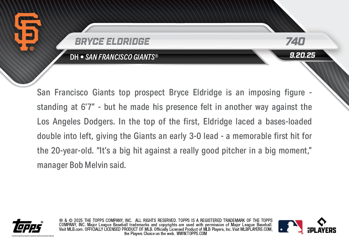 Bryce Eldridge - 2025 MLB Topps NOW - Card 740 - PR: 2973 - Image 2