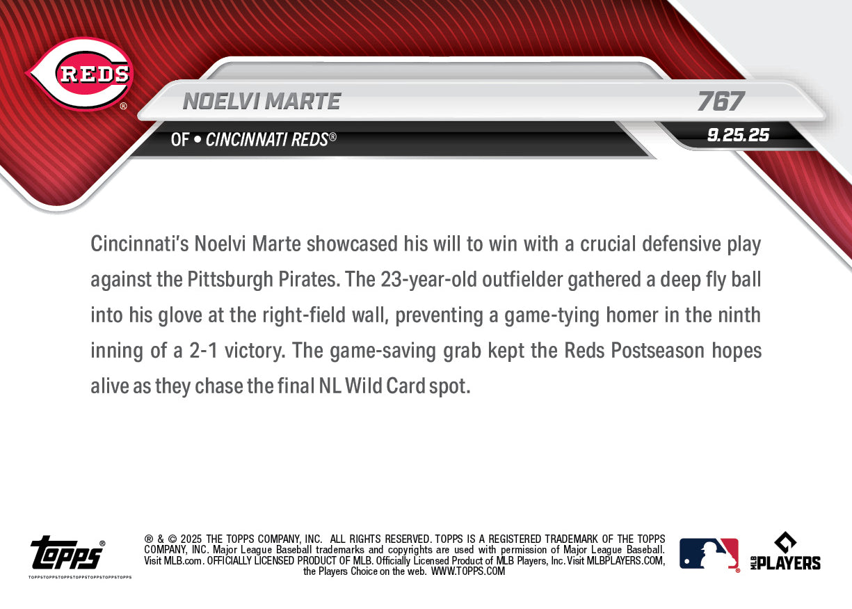 Noelvi Marte - 2025 MLB Topps NOW - Card 767 - PR: 1200 - Image 2