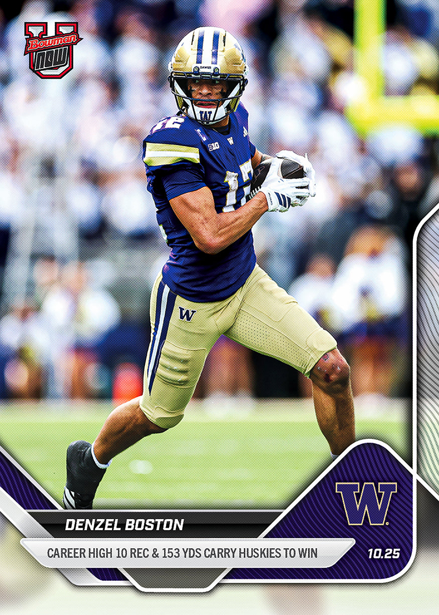 Denzel Boston - 2025-26 Bowman U NOW Football - Card 35 - PR: 262