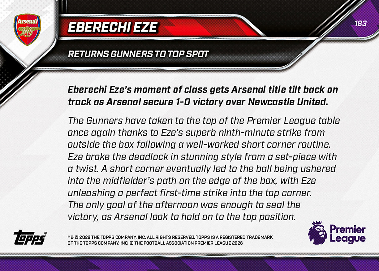 Eberechi Eze - 2025-26 Premier League Topps NOW - Card 183 - PR: 875 - Image 7