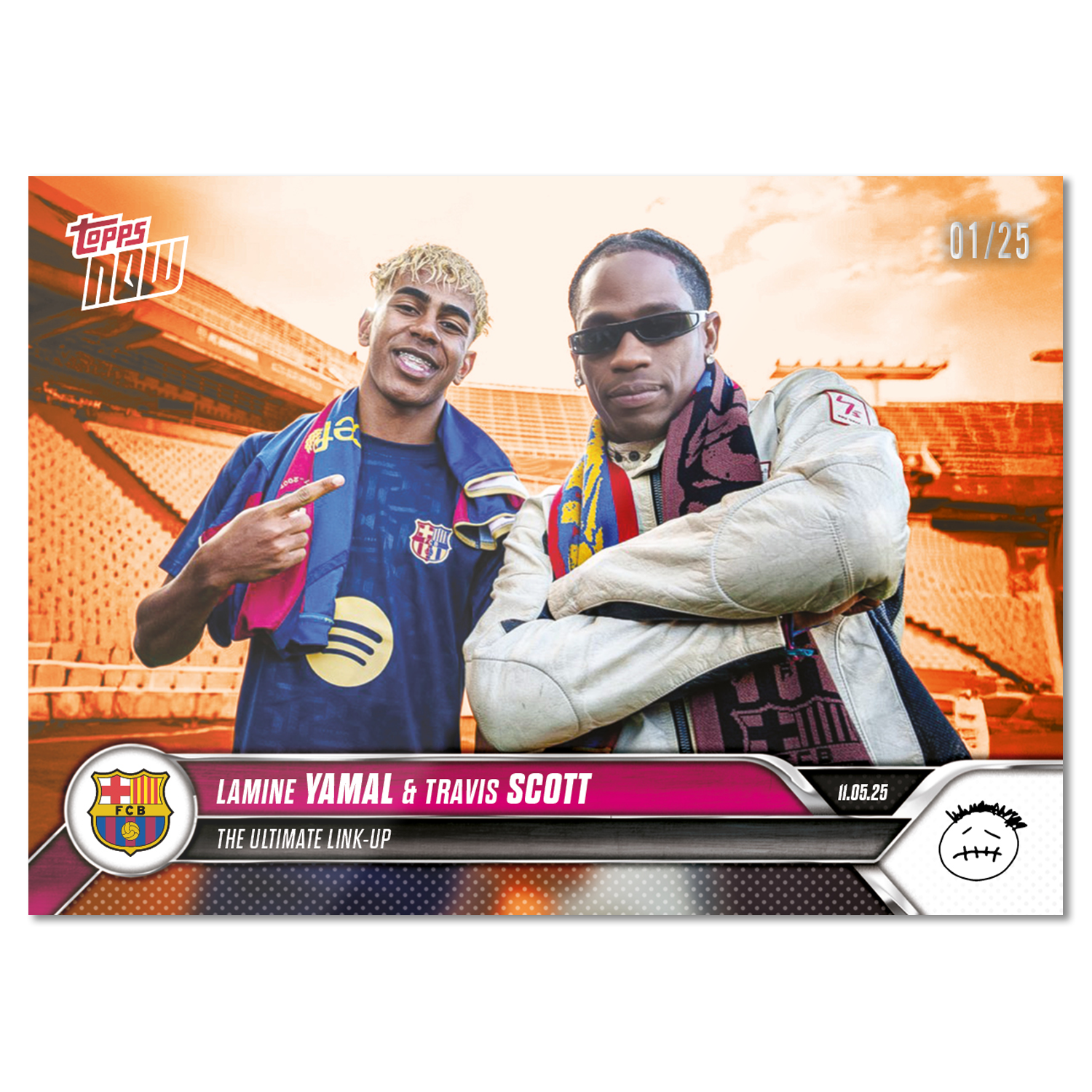 Travis Scott & Lamine Yamal - 2025 FC Barcelona Topps NOW - Card 1 - LOOK FOR DUAL AUTO - PR: 22,483 - Image 6