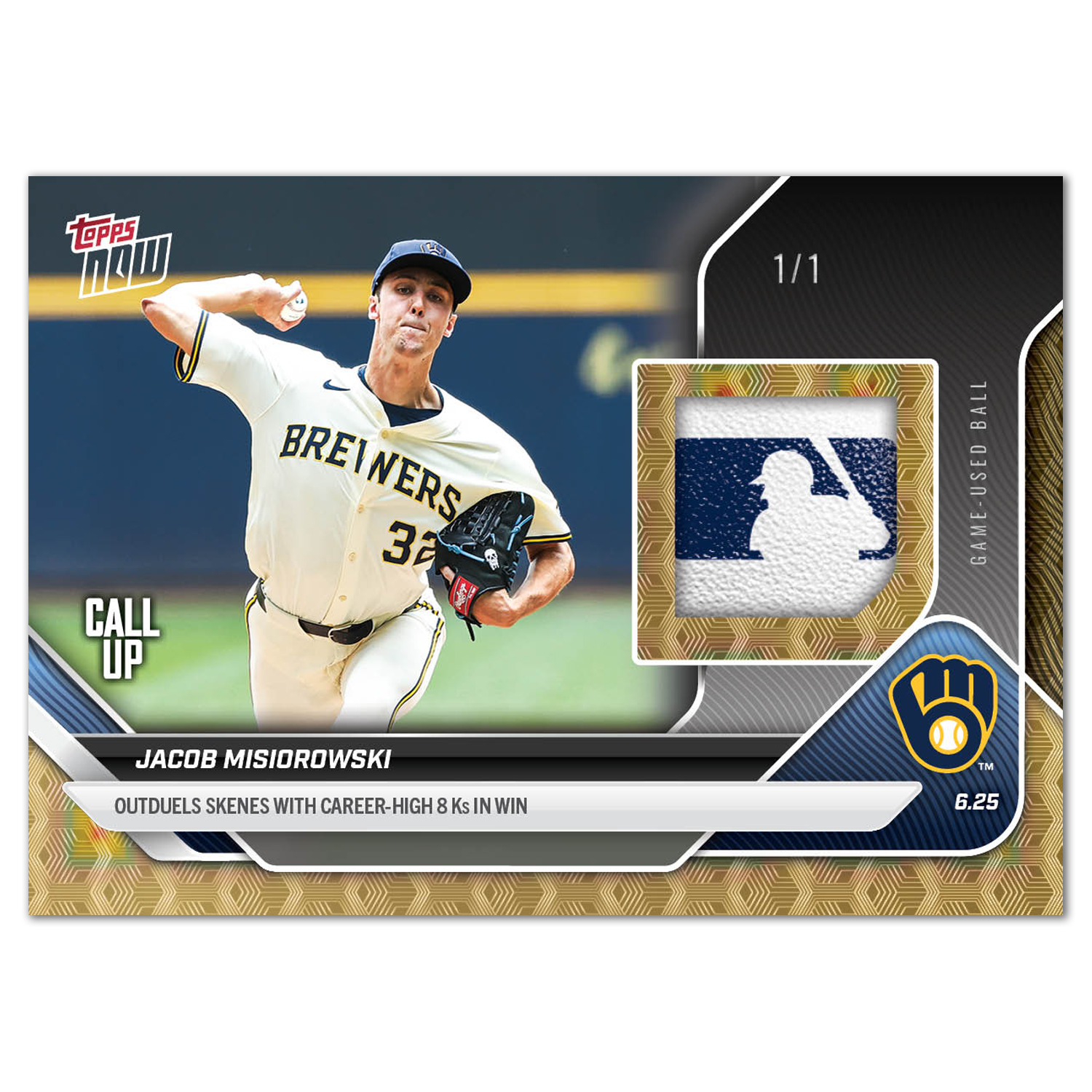 Jacob Misiorowski - 2025 MLB Topps NOW - Card 349 - LOOK FOR RELICS - PR: 8560 - Image 2