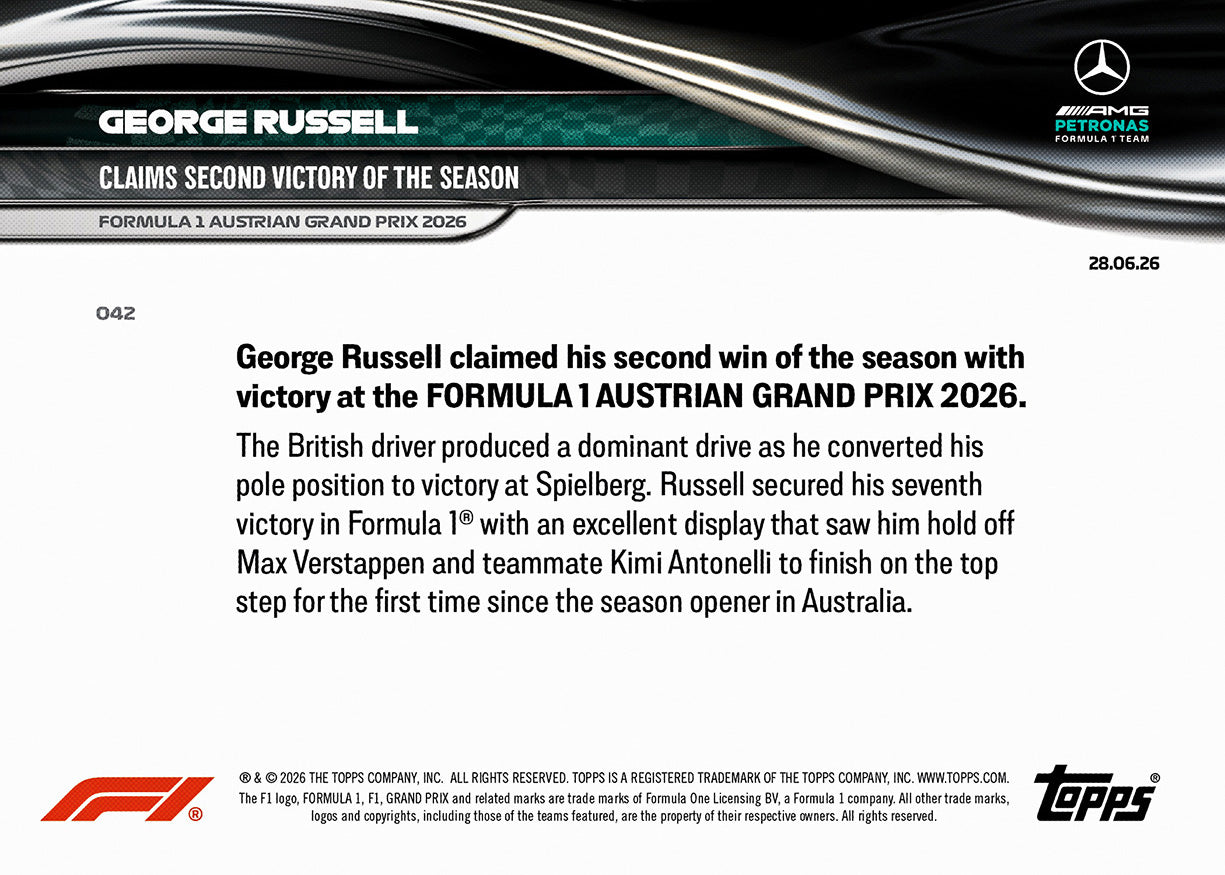 George Russell - 2026 Formula 1 Topps NOW - Card 42 - PR: 7349 - Image 7