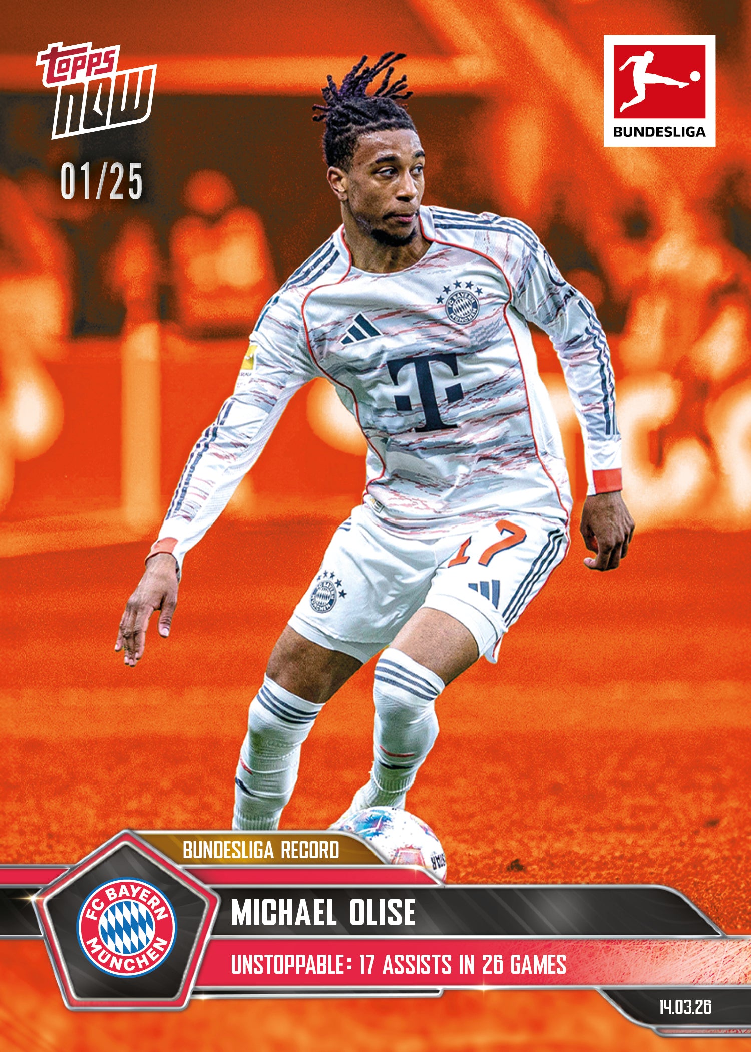 Michael Olise - 2025-26 Bundesliga Topps NOW - Card 147 - PR:740 - Image 5