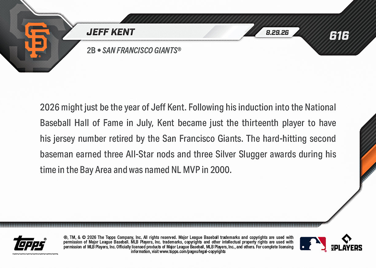 Jeff Kent - 2026 MLB Topps NOW - Card 616 - PR: 609 - Image 2