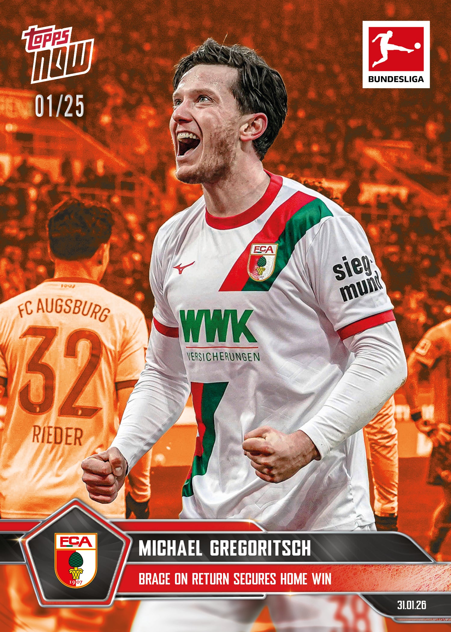 Michael Gregoritsch - 2025-26 Bundesliga Topps NOW - Card 111 - PR: 157 - Image 5