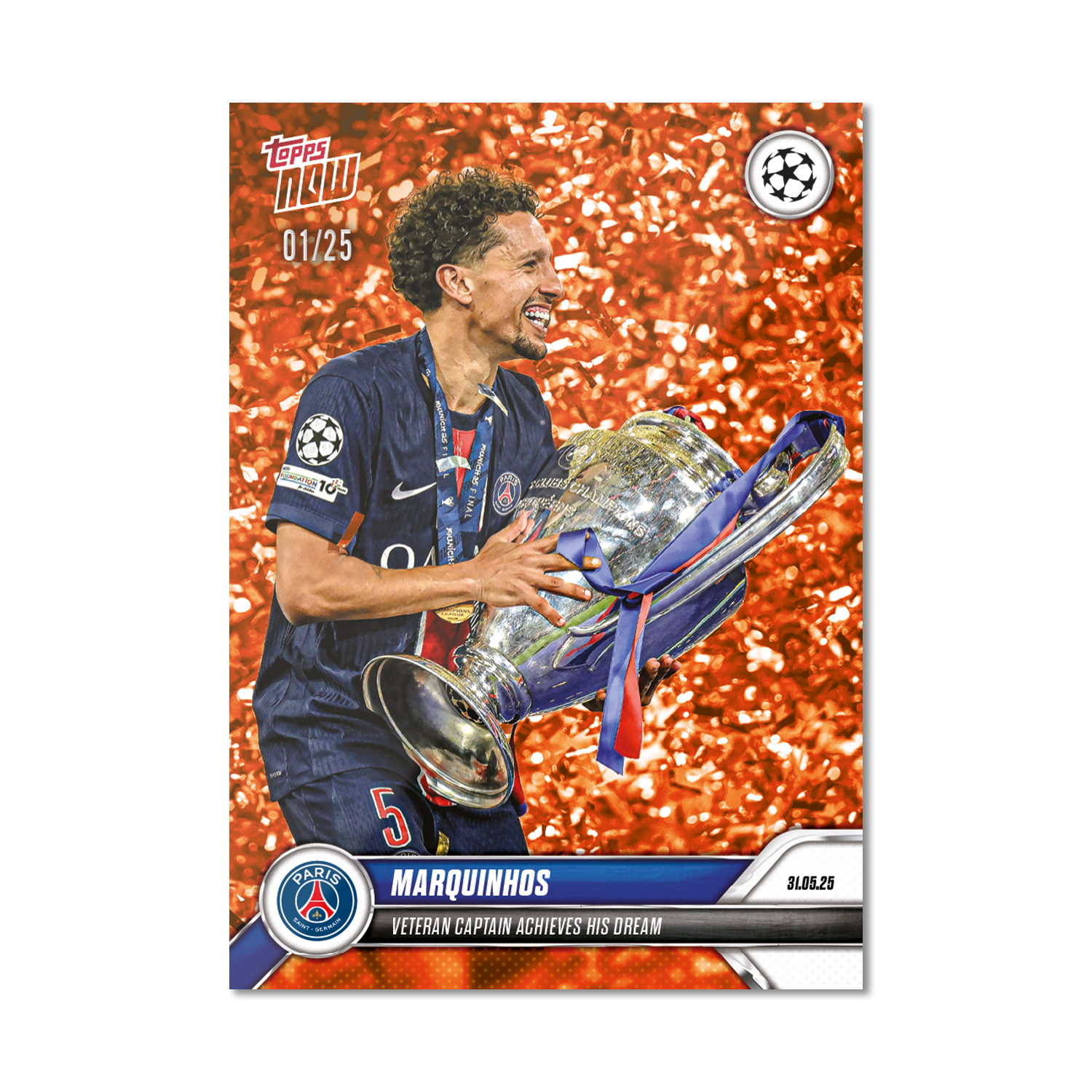 Marquinhos - 2024-25 UCL Topps NOW - Card 160 - LOOK FOR AUTO - PR: 1299 - Image 6