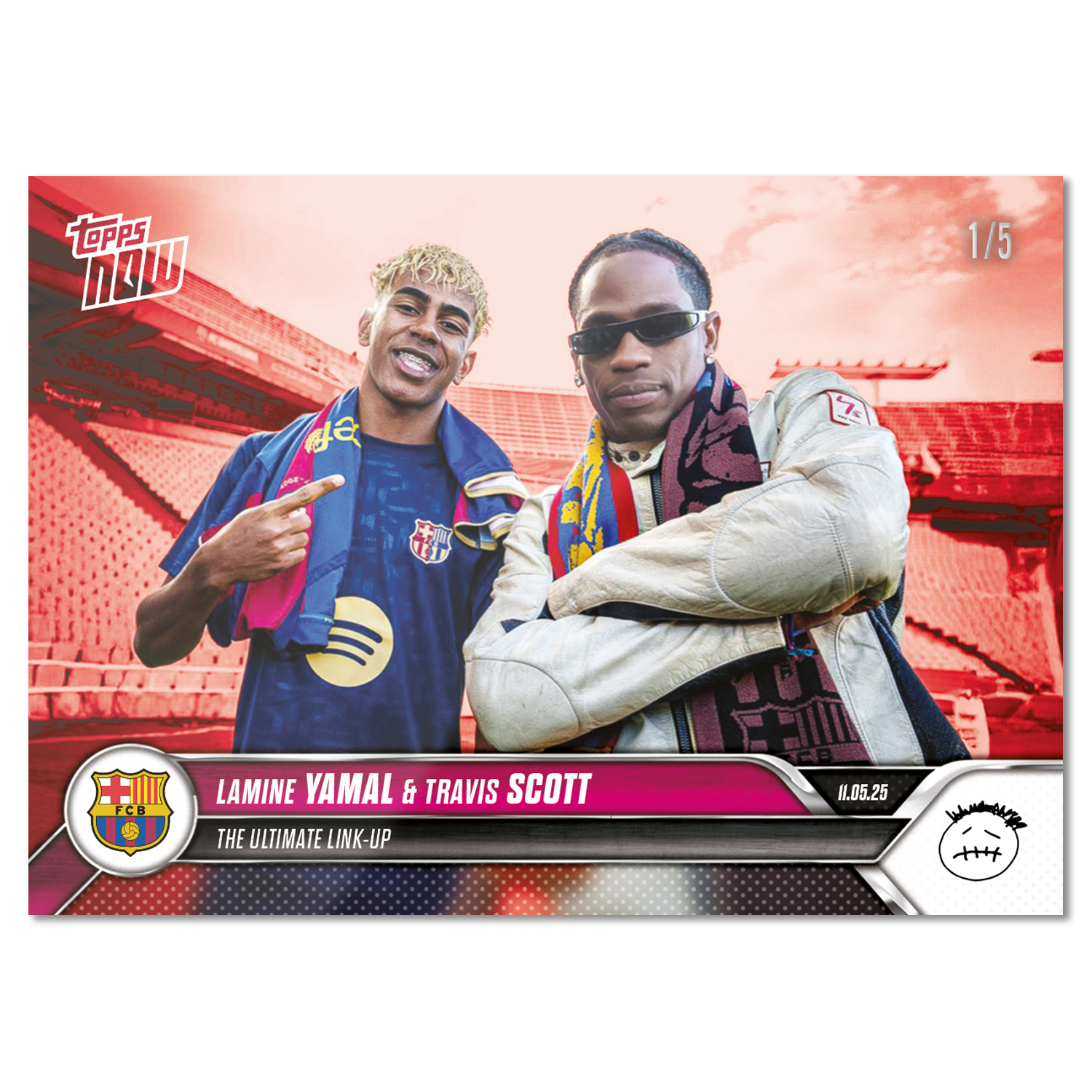 Travis Scott & Lamine Yamal - 2025 FC Barcelona Topps NOW - Card 1 - LOOK FOR DUAL AUTO - PR: 22,483 - Image 4