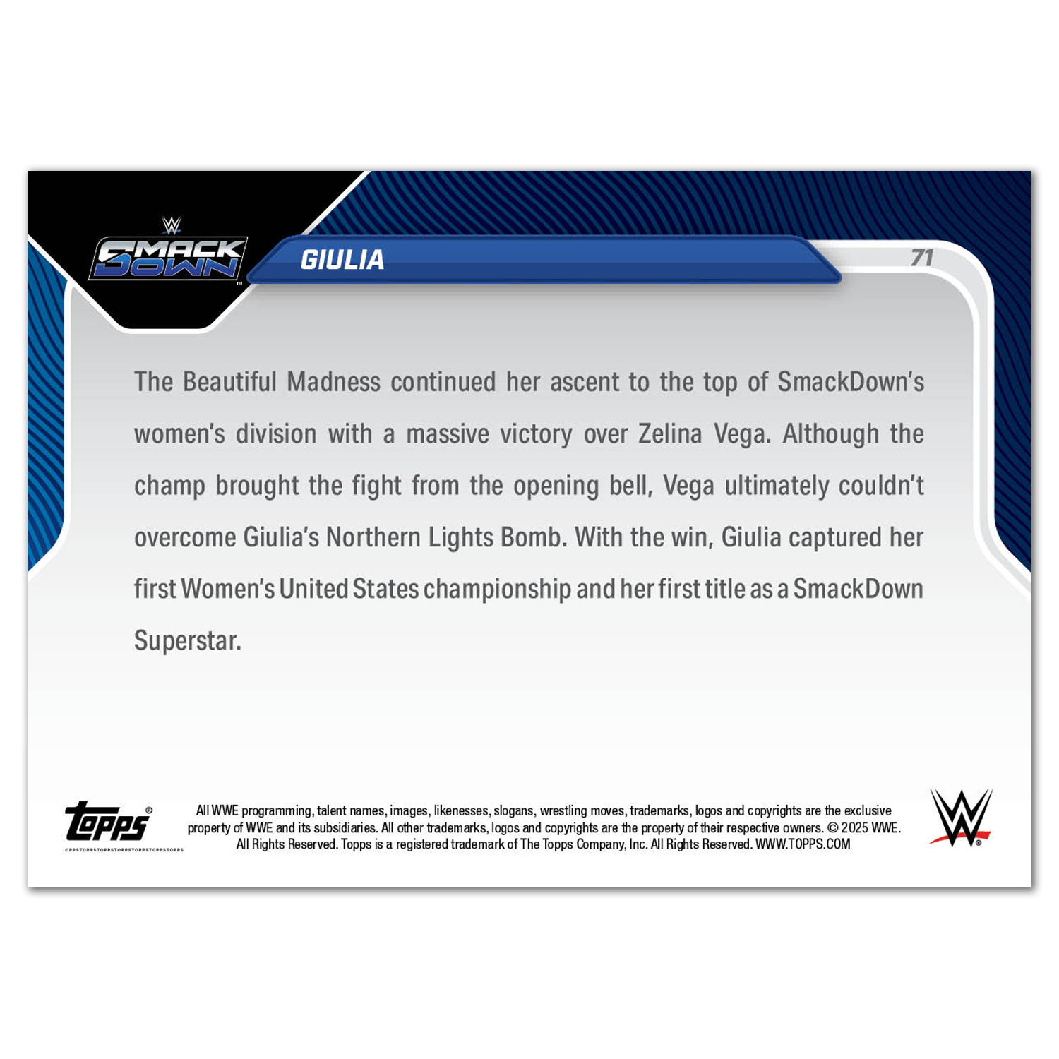 Giulia - 2025 WWE Topps NOW - Card 71 - PR: 1547 - Image 2