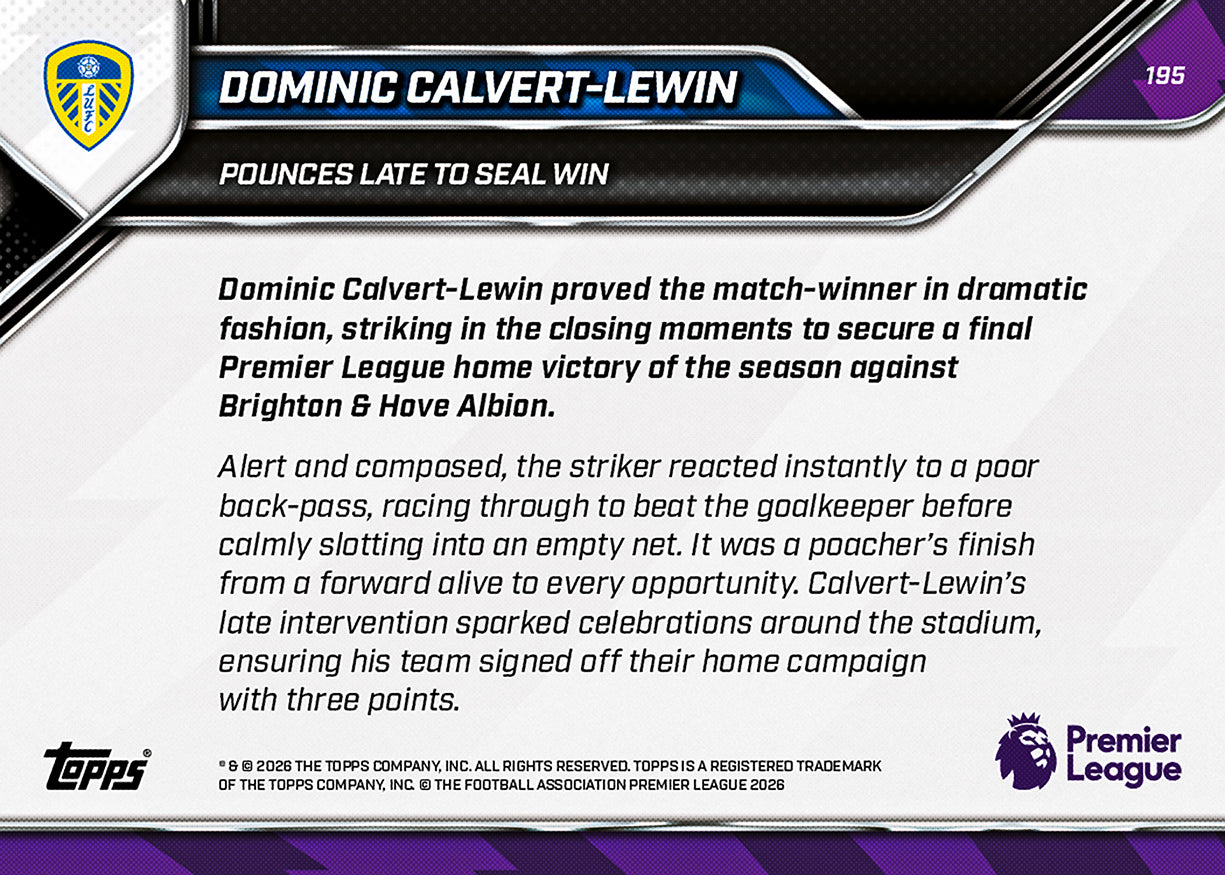 Dominic Calvert-Lewin - 2025-26 Premier League Topps NOW - Card 195 - PR: 273 - Image 7