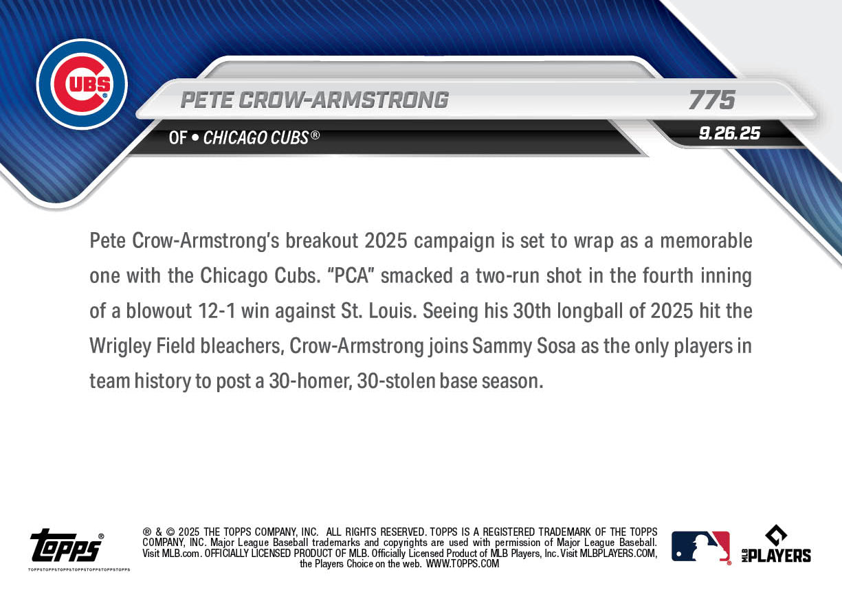 Pete Crow-Armstrong - 2025 MLB Topps NOW - Card 775 - PR: 4819 - Image 3