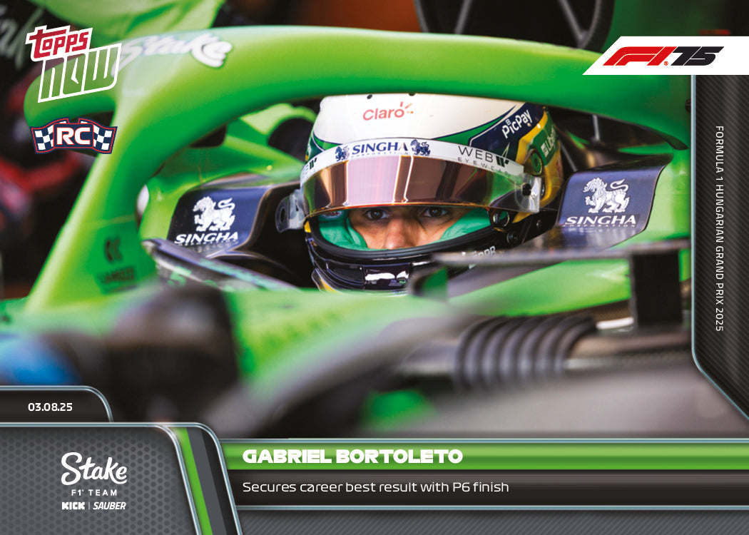 Gabriel Bortoleto - 2025 Formula 1 Topps NOW - Card 56 - PR: 1394