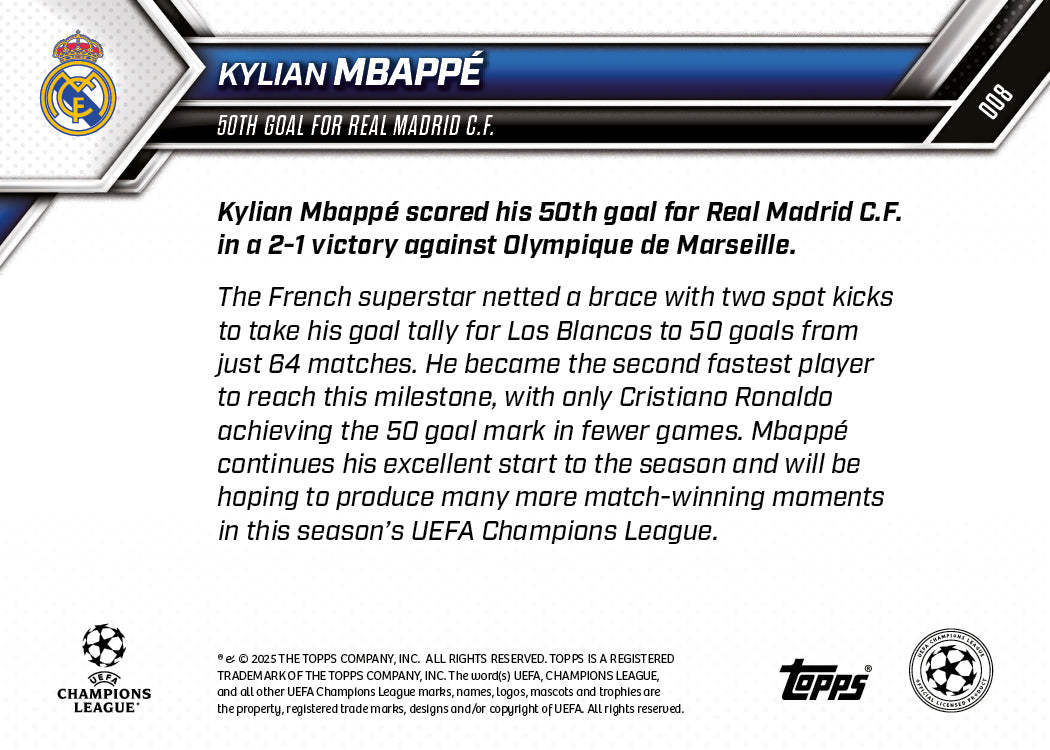 Kylian Mbappé - 2025-26 UCL Topps NOW Card 8 - PR: 1353 - Image 7