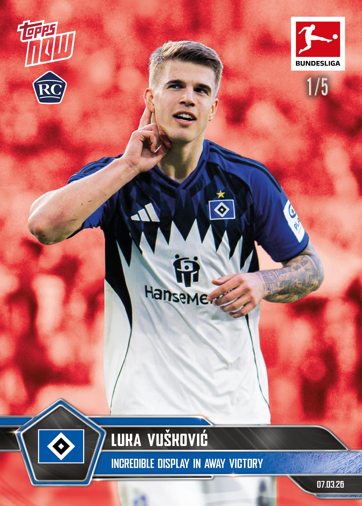Luka Vušković - 2025-26 Bundesliga Topps NOW - Card 143 - PR:2432 - Image 3