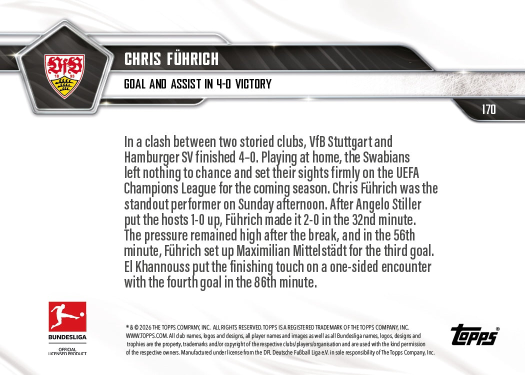 Chris Führich - 2025-26 Bundesliga Topps NOW - Card 170 - PR: 261 - Image 7