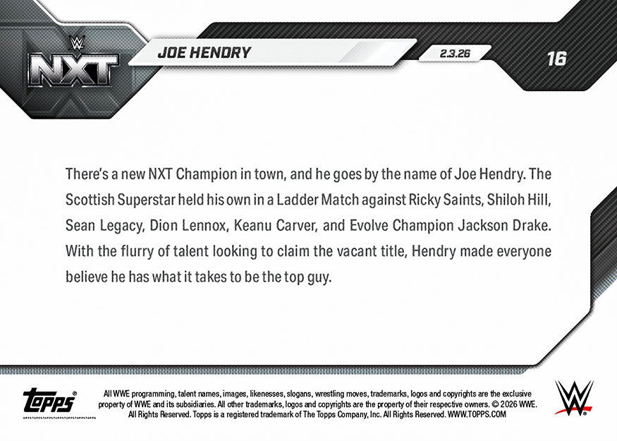 Joe Hendry - 2026 WWE Topps NOW - Card 16 - PR: 1750 - Image 2