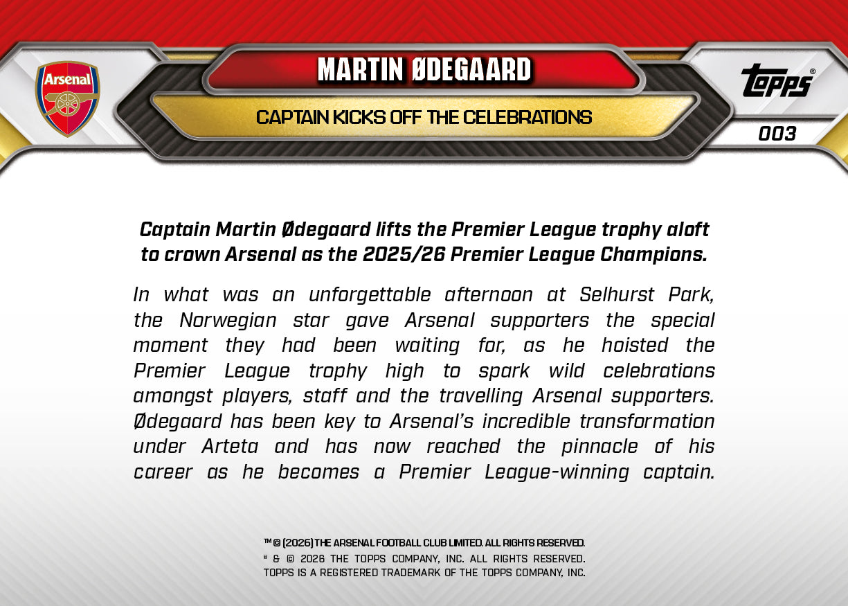 Martin Ødegaard - 2025-26 Arsenal FC Topps NOW - Card 3 - PR: 5385 - Image 8